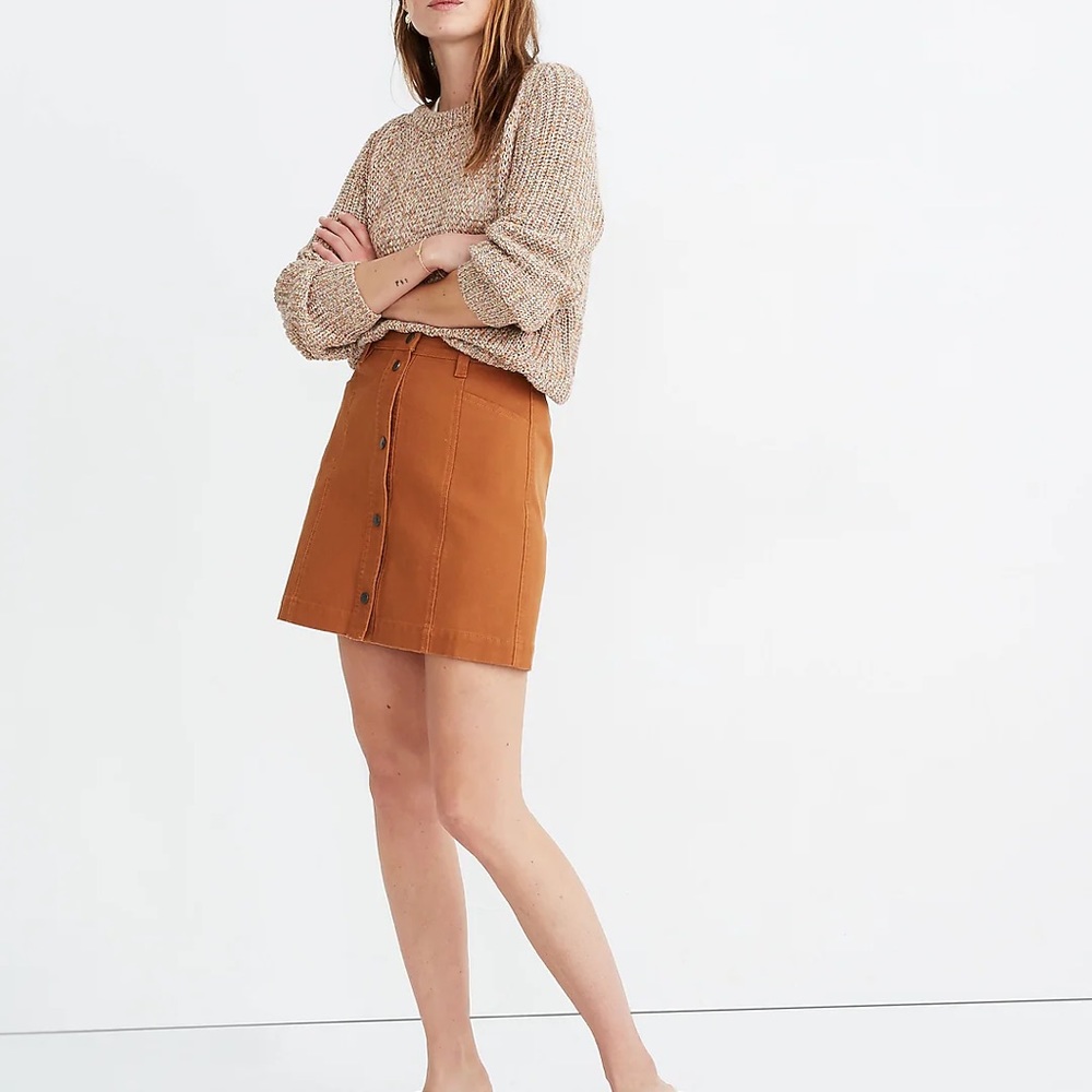 Madewell Button-Front A-Line Pocket Mini Skirt